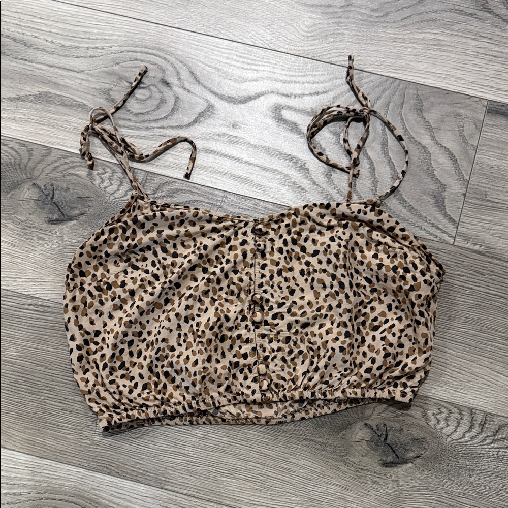 Abercrombie & Fitch leopard tie‎ strap crop tank size small